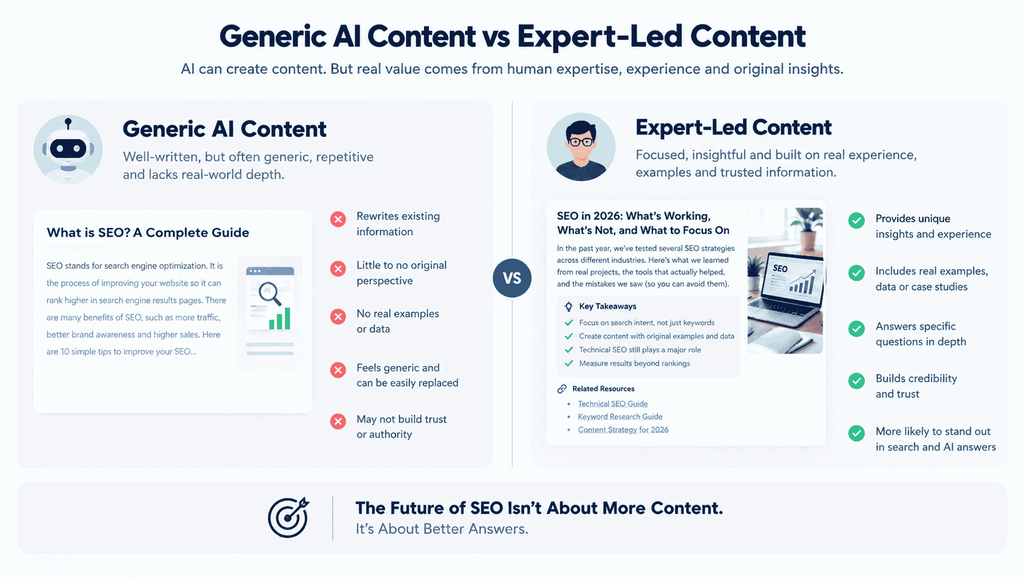 Comparison of generic AI content and expert-led content